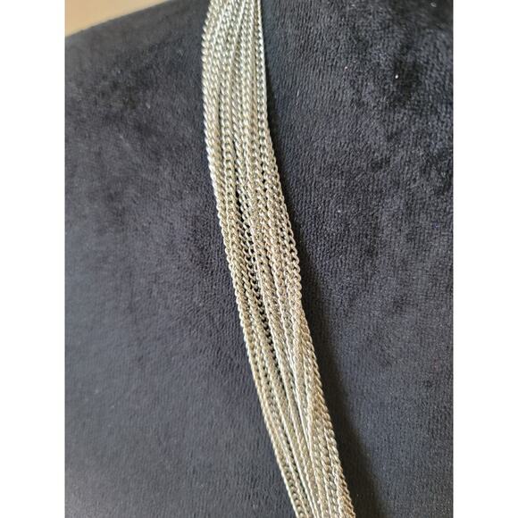 Women's Chunky Silver Statement Necklace With Rings And Lobster Clasp Lock - Picture 5 of 8